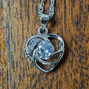Sterling Silver Heart Crystal Pendant 925 And Necklace Chain